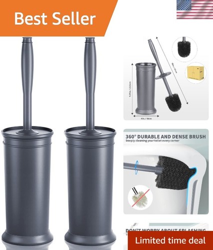 Toilet Brush and Holder Set Plastic Long Handle Bathroom Deep Cleaning Space ...