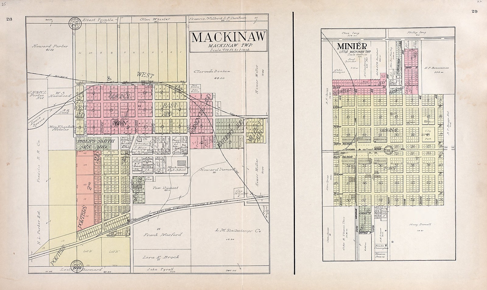 1929 TAZEWELL COUNTY ILLINOIS plat map old GENEALOGY history Atlas Land