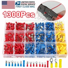1300Pcs Assorted Insulated Electrical Wire Terminals Crimp Connectors Spade Kit