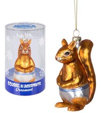 Squirrel in Underpants Ornament - Holiday Hand-Blown Glass Art  Archie McPhee