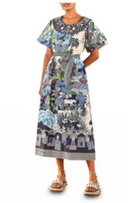 NWT $295 Farm Rio Graphic Rio Belted Cotton Maxi Dress in size Small!