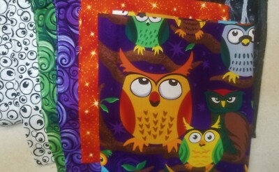 Kit Patchwork Et Tissu "Owls Peek A Boo" - 54" Carré + 3 Yards De Tissu Support - 100% Coton - Neuf