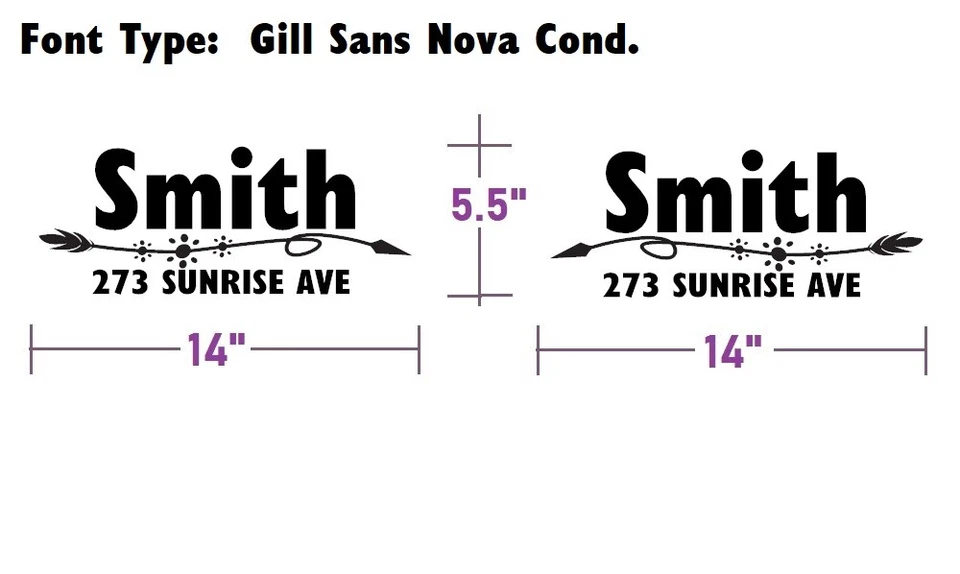 SET OF 2 CUSTOM PERSONALIZED VINYL MAILBOX NUMBERS NAME DECAL, (Model 22) - Image 3 of 4