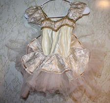 Child  s White and Gold Tutu by One Curtain Call Costumes