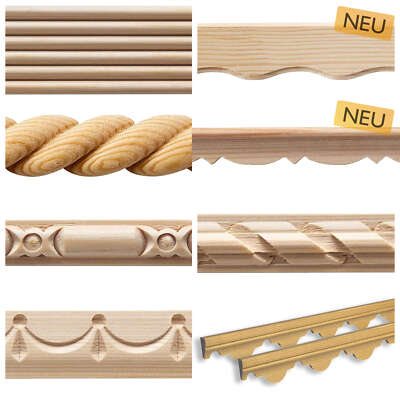 Zierleisten Holz Mit Perlen - 10 Stück Dekoleisten 40cm Für Möbel & Wände