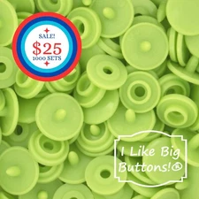 1000 Sets KAM Snaps: APPLE GREEN-Size 16/T3-Plastic Snap Buttons Doll Clothing