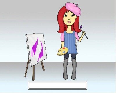 Artist Female Cartoon Character Personalized Matted Print Series 1