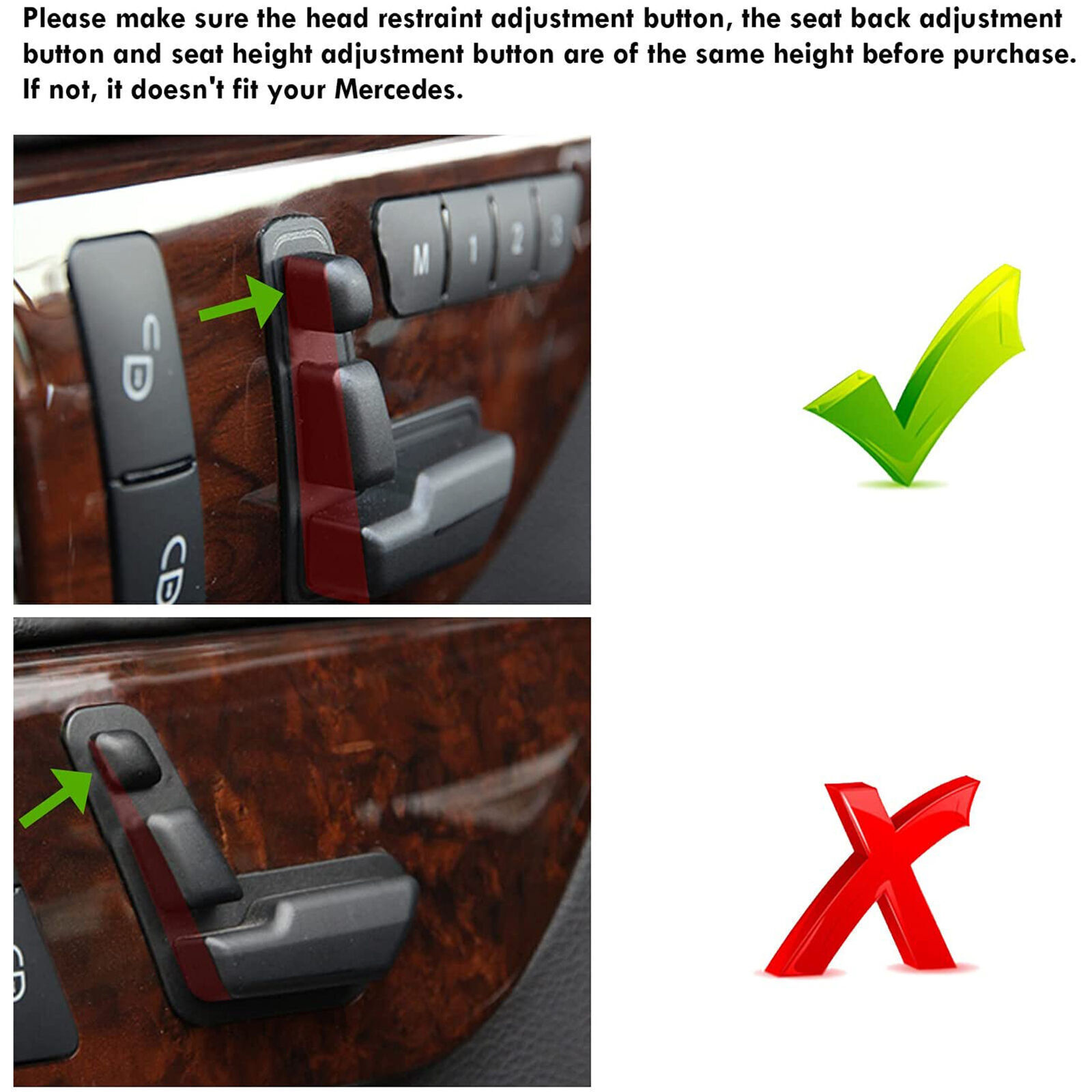 Door Seat Adjust Button Switch Cover Trim For Mercedes Benz A B C E GLA