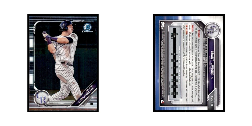 Grant Lavigne 2019 Bowman Draft Chrome #BDC-188 Colorado Rockies NM - Image 3 of 3