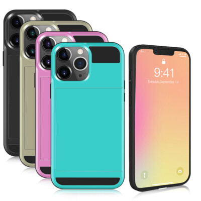 For iPhone 14/14 Pro/13 Pro/13 Pro Max Case Wallet Card Holder Hard Phone Cover