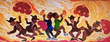 New Orleans Painting Canvas Giclee Sunshine Second Line" by Mina Zavala Lanzas