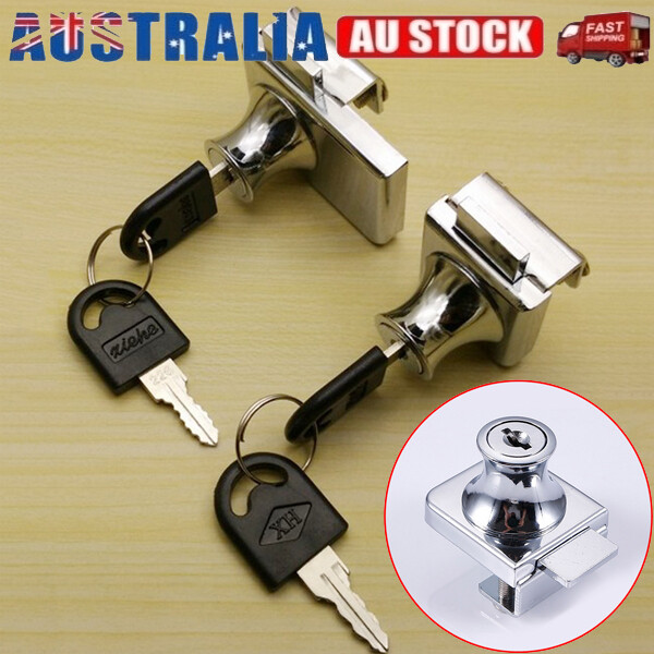 No-Drill Stainless Steel Swing Door Lock With Keys – Double Glass Cabinet Lock For Display Showcases & Sliding Doors
