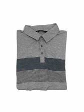 Travis Mathew Mens Large Short Sleeve Golf Polo Shirt Striped Blue Gray