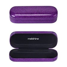 Bling Hard Shell Glasses Case,Portable Sparkling Shiny Eyeglass Case Purple