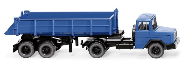 Wiking 067706 H0 Hinterkippersattelzug (Magirus Deutz) - Brillantblau-image