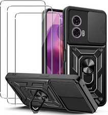 For Motorola Moto G04 G24 G04S Case ,Ring Stand Phone Cover + Screen Protector