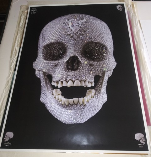 DAMIEN HIRST: For the Love of God (Diamond Skull) Exhib. Poster 33x23 Good Cond. - 第 1/12 張圖片