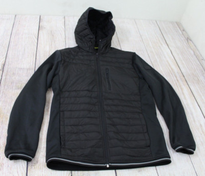 Jack & Jones Core Lightweight Puffer Full-Zip Black Hooded Jacket Men's Medium