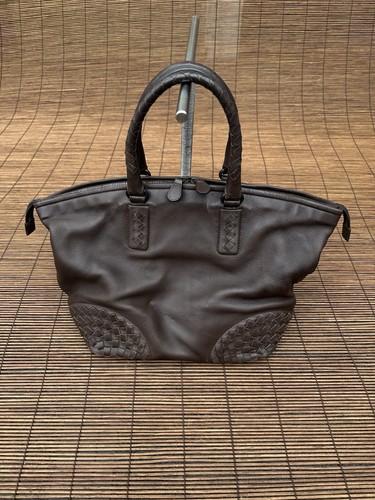 Bottega Veneta Brown Intrecciato Woven Leather Zip Shopper Tote