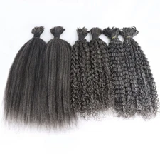 Kinky Curly Gray Mixed Hair 100% Remy Human Hair Bulk No Weft For Braiding 100G