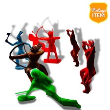 Vintage Native American Indian Plastic Army Men Figures. Toy Set of 7