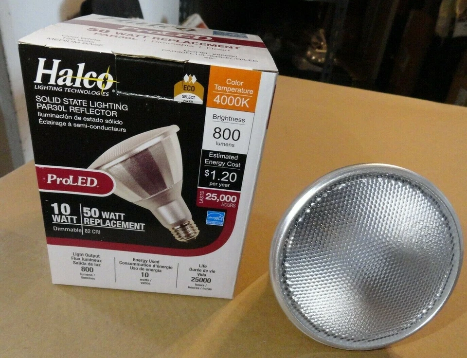 2 Halco PAR30L LED Flood Light Bulb 80959 PAR30FL/830/ECO/LED DIMMABLE 10W 4000K - Image 2 of 4