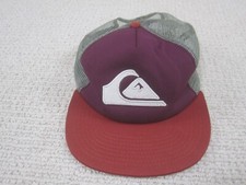 Quiksilver Hat Cap Snapback Red Maroon Gray Panel Trucker Foamslayer Mesh