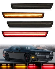 4PCS Dynamic LED Side Marker Lights Front Rear For 2015-2023 Dodge Challenger