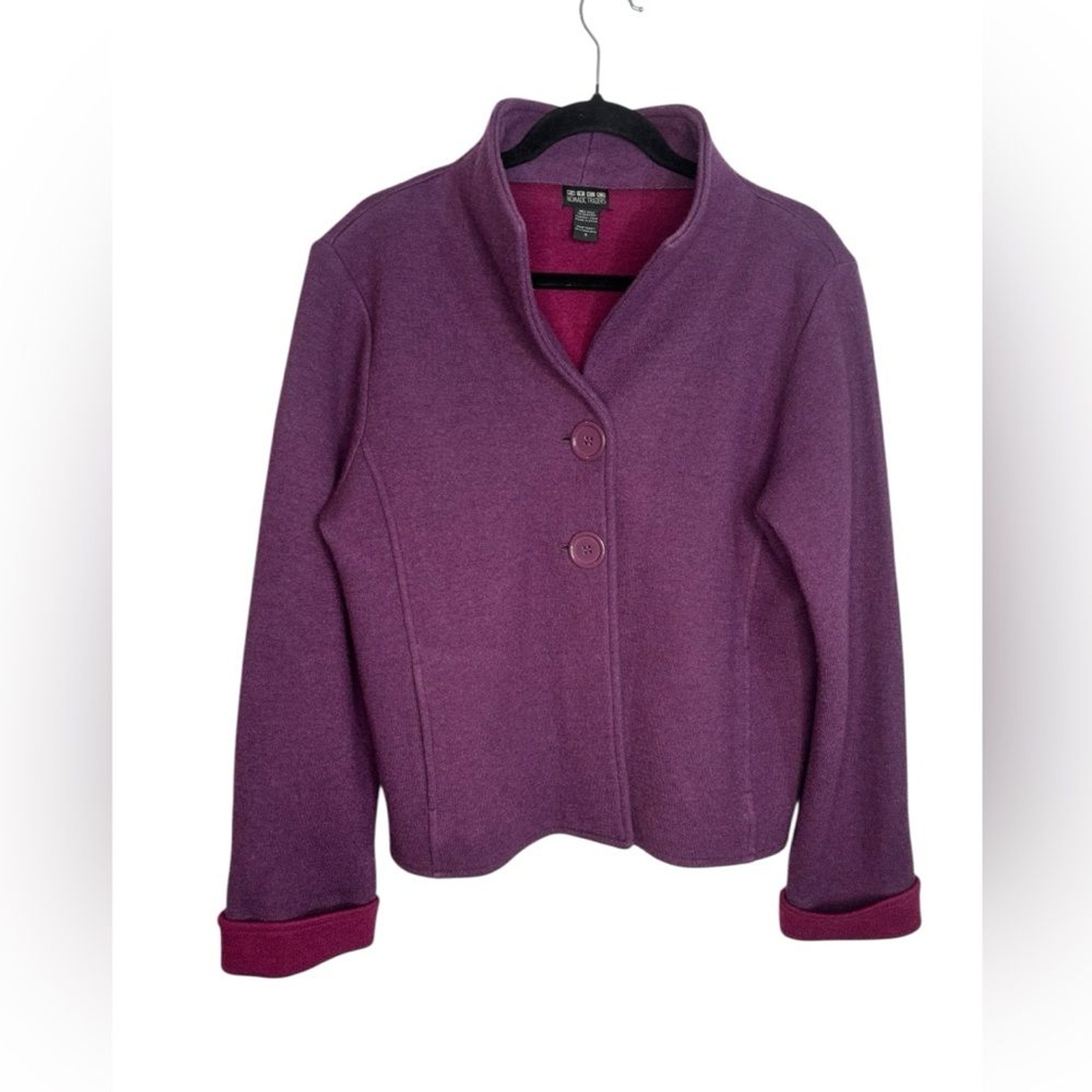 Nomadic Traders Wool Blend Purple Button Sweater … - image 1