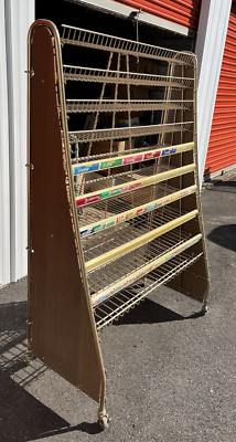 12 Shelf Vintage Metal Store Display Candy Rack Rolling Folding Shelf 6  X 4 