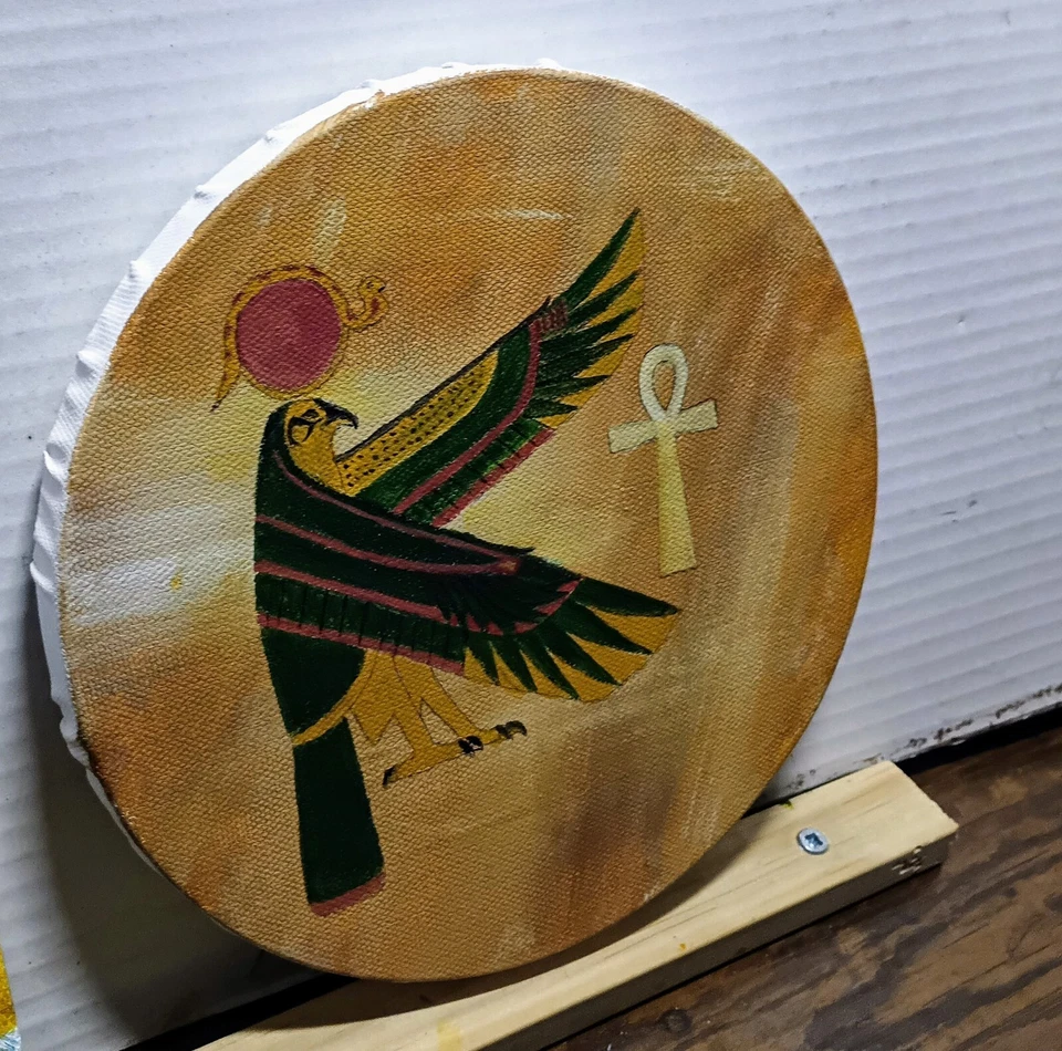 Arte 8"/8" Antiguo Egipto Halcón Horus. Pintura acrílica. Lona estirada.  Foto 2 de 4
