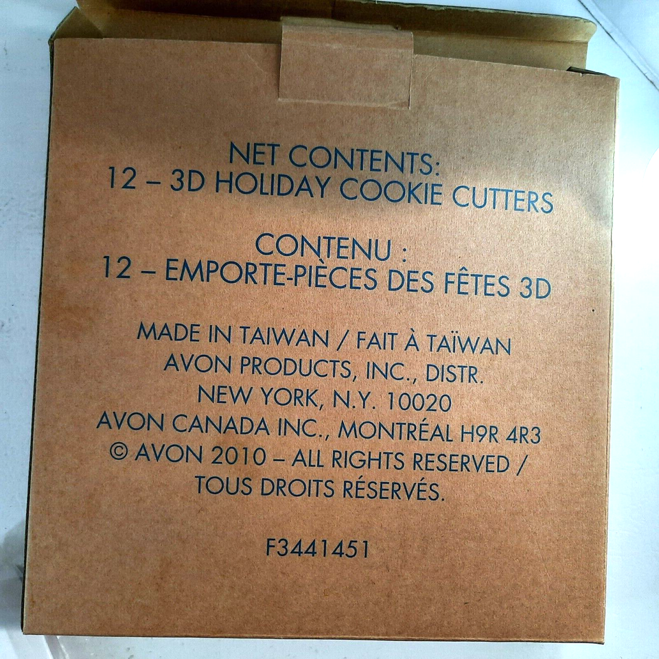 Avon 3D Holiday Christmas Cookie Cutters 12 pc Snowman Angel Star Tree