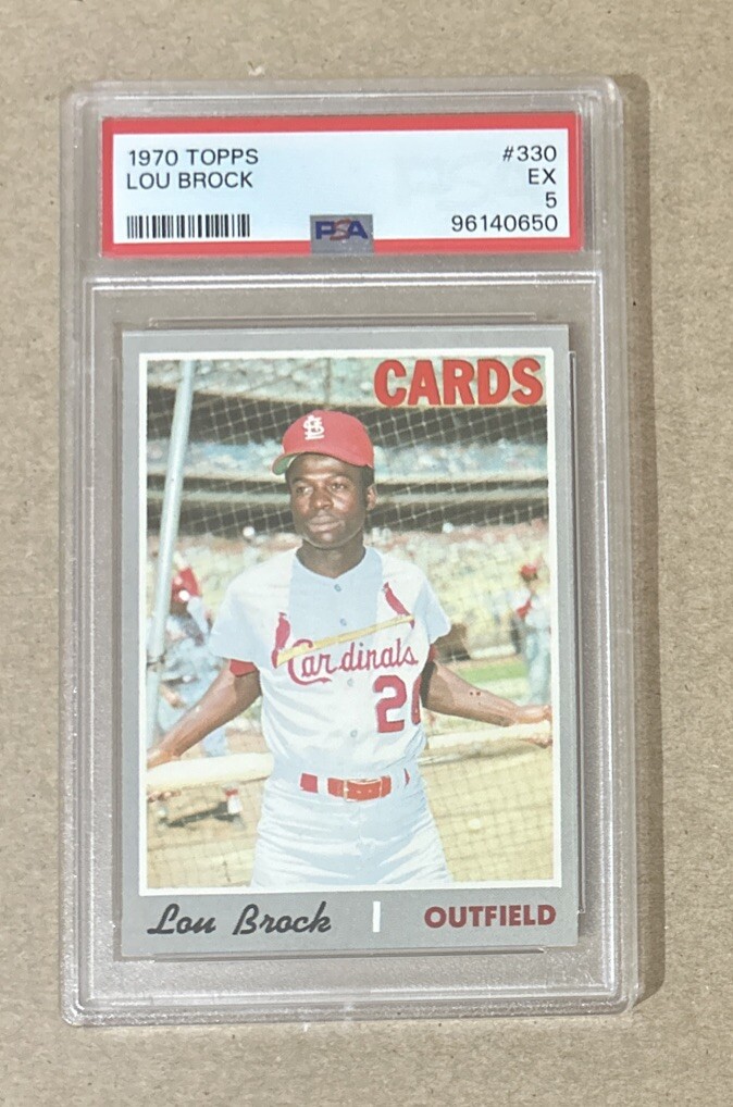 1970 Topps Baseball Lou Brock St Louis Cardinals Card #330 PSA 5