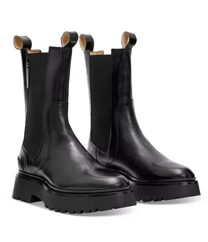 ALL SAINTS AMBER LEATHER BOOTS WOMENS BLACK US SIZE 7 NIB