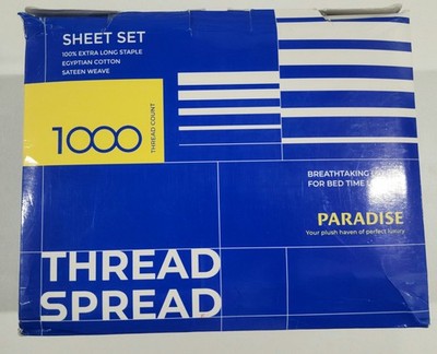 THREAD SPREAD 100% Pure Egyptian Cotton Split King Sheets Sets 1000 Thread Taupe