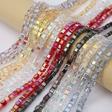 20pcs 0.31 in Cube Square Faceted Glass Crystal Beads for Jewelry Making