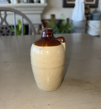 Miniaturowa ceramika USA Kamionkowa Crock Whiskey Dzbanek 4 1/4" Dwukolorowy ŁADNY Vint