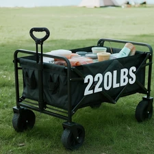 Heavy Duty Collapsible Swivel Wagon Cart for Garden and Beach – 220 lb Capacity