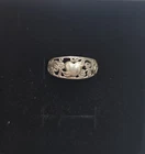 Vintage Jezlaine 925 Sterling Silver Open Filigree Floral Heart Band Sz 9