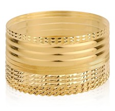 12pcs Gold Bangles for Women, Dainty Trendy Textured Boho Medium, gold