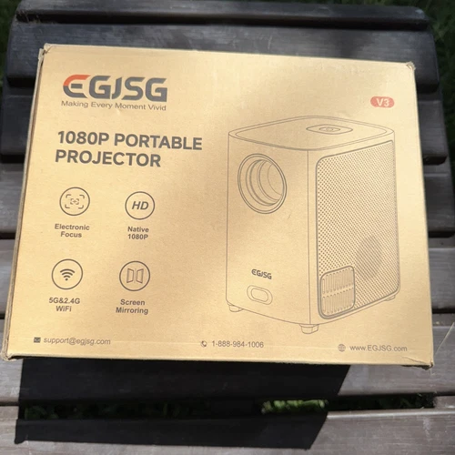 NIB New EGJSG 1080P Portable Projector V3 Gray 5G&2.4G WiFi