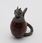 Vintage Sterling Silver Cat Figurine Stone Egg Taxco Mexico — photo 3