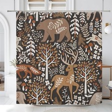 Rustic Cabin Shower Curtain Woodland Farmhouse 72"W x 72"L Pack of 1 Brown