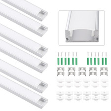 6×1M LED Aluminium Channel Profile 3.3ft Extrusion Diffuser Strip Lights Cover