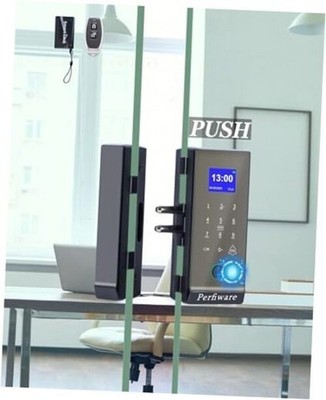 Smart Glass Door Lock, 4in1 Biometric Fingerprint Glass Door Locks Black01