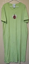 The Quacker Factory Womens Short Sleeve Sequined Ladybug Dress SZ 1X Green Artsy