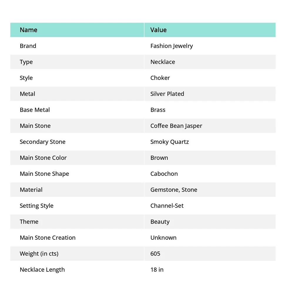 Collar de joyería hecha a mano de piedras preciosas de cuarzo ahumado jaspe grano de café 18" SR 7069 Foto 3 de 4