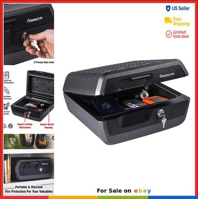Fireproof and Waterproof Safe Box 0.36 Cu Ft Key Lock Home Security