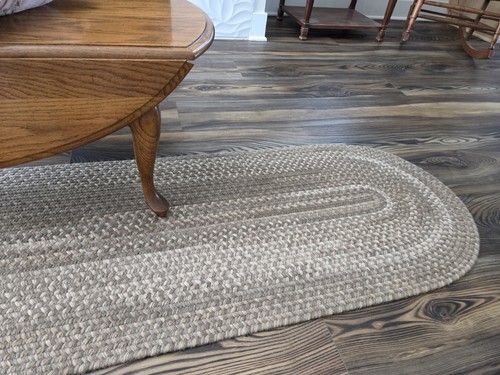 Vintage Braided Wool Rug Oval 2x9ft Runner PERFECT Cottage Cabin Style