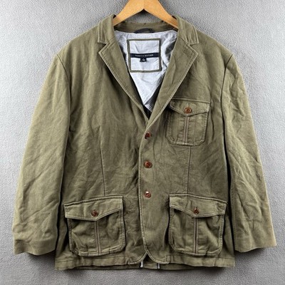 Tommy Hilfiger Military Field Jacket Mens Medium Olive Green Collared  Utility